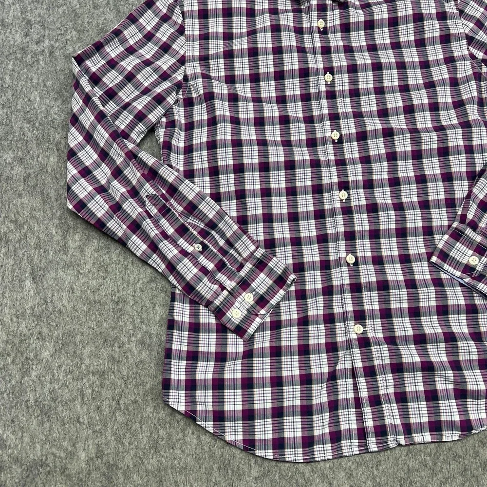 Banana Republic Shirt Mens Medium Purple Plaid Grant Fit Custom 078 Cotton Work